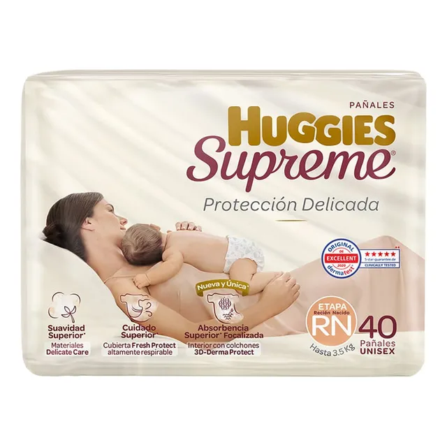 Pañales Huggies Supreme Rn Unisex 40 Piezas