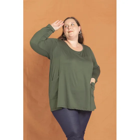 Remera Kavachi Mujer Evase Modal Con Bolsillos
