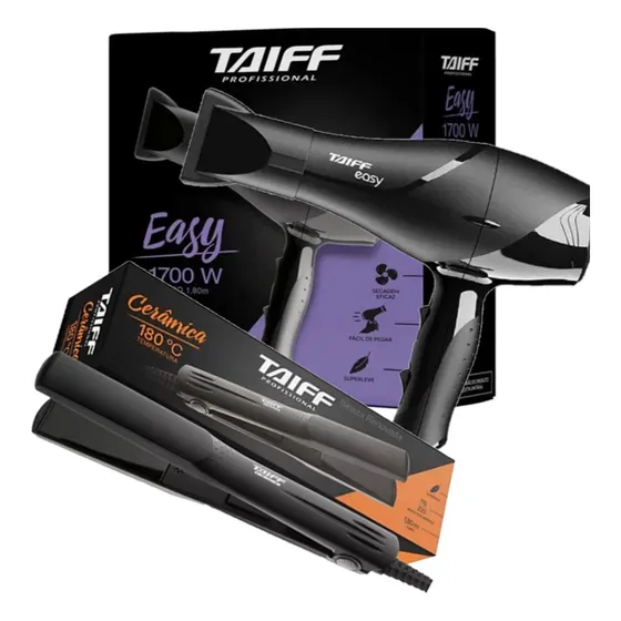 Kit Taiff Secador Easy 1700w 220v Prancha Cerâmica 180ºc Biv