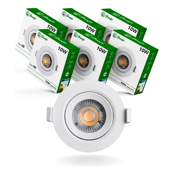 Kit 10 Luminária Teto Spot Led 10w Direcionável Bivolt