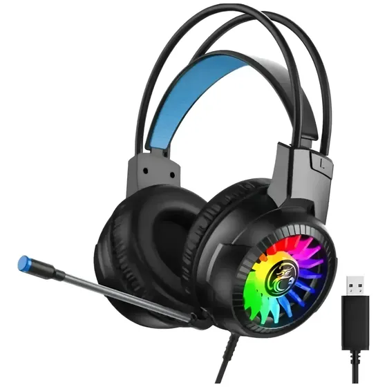Audifonos Con Micrófono Gamer Apedra Hd-490 Usb Con Luz Rgb