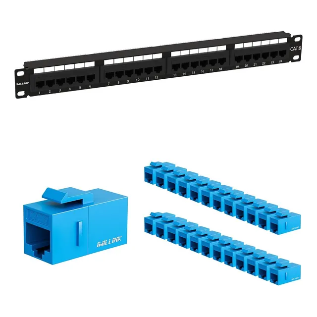 Panel De Conexión Cat6 De 24 Puertos Rj45 Para Red Gigabit