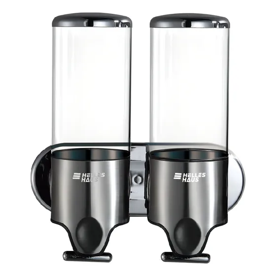 Dispenser Doble Ducha Shampoo Acondicionador Soporte Pared Color Gris Oscuro