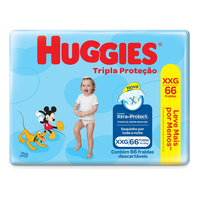 Huggies Fraldas Descartáveis Tripla Proteção 66 Unidades (xxg) Huggies Fraldas Descartáveis Tripla Proteção 66 Unidades (xxg)