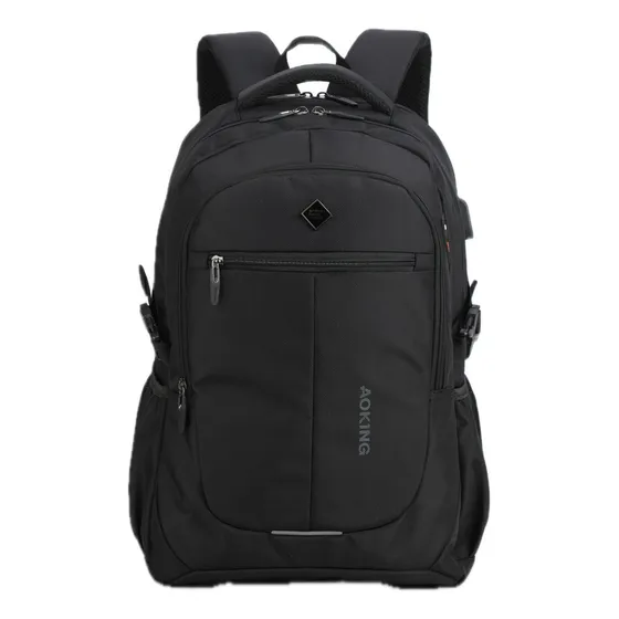 Mochila Aoking Urbana Notebook Sn97095 Color Negro Diseño de la tela Lisa