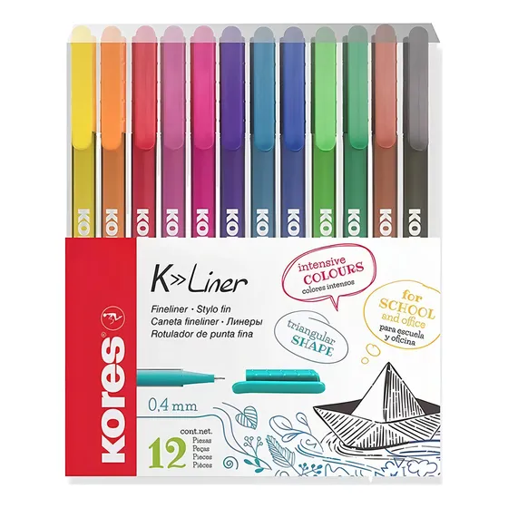 Micropuntas Kores K-liner X12 Colores Punta 0.4mm