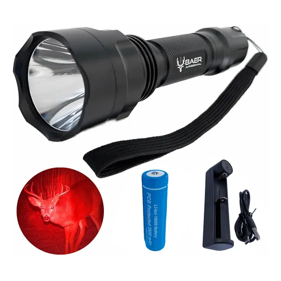 Linterna Luz Roja Led Caza Baer Arsenal + Batería Y Cargador