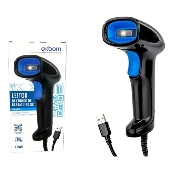 Leitor De Código De Barras Exbom 2d Com Fio Usb Lcb-q210