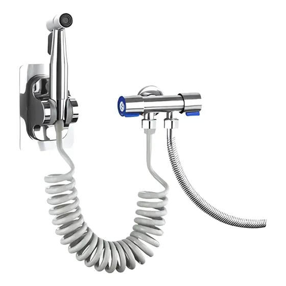 Kit Ducha Tipo Telefono Llave Arresto Doble Acero Inox Gs