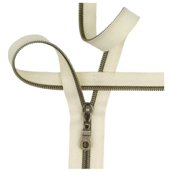 Cremallera Mebuzip, Color Beige Y Laton Viejo, 9mt De Largo