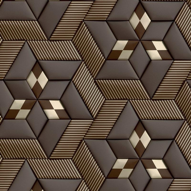 Papel De Parede 3d Marrom E Dourado Geometrico Autocolante Papel De Parede 3d Marrom E Dourado Geometrico Autocolante