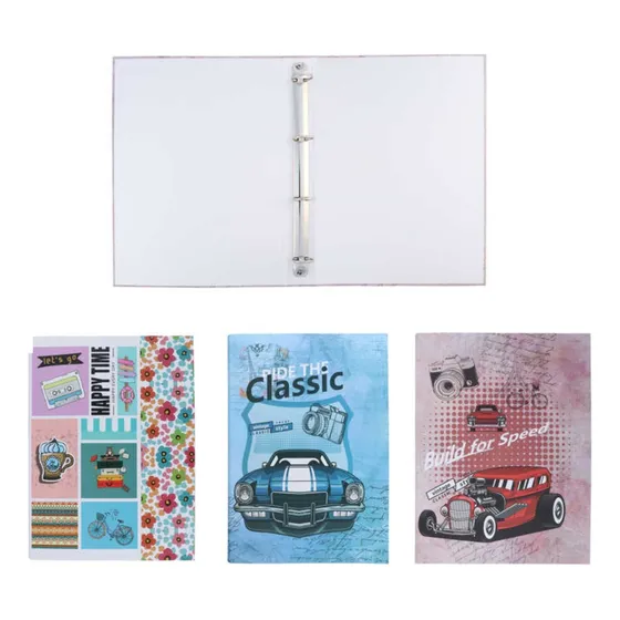 Pack 6 Carpeta Archivador Carta Ancho 4 Anillos Figuras Color Variados