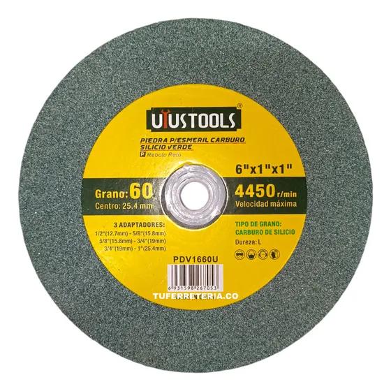 Piedra Esmeril 6x1x1 Carburo De Silicio Grano 60 Uyustools Color Verde musgo