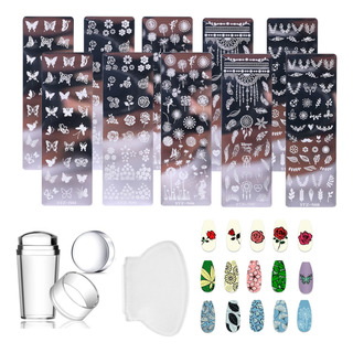 10 Piezas Juego De Plantillas De Estampado Para Uñas 10 Piezas Juego De Plantillas De Estampado Para Uñas