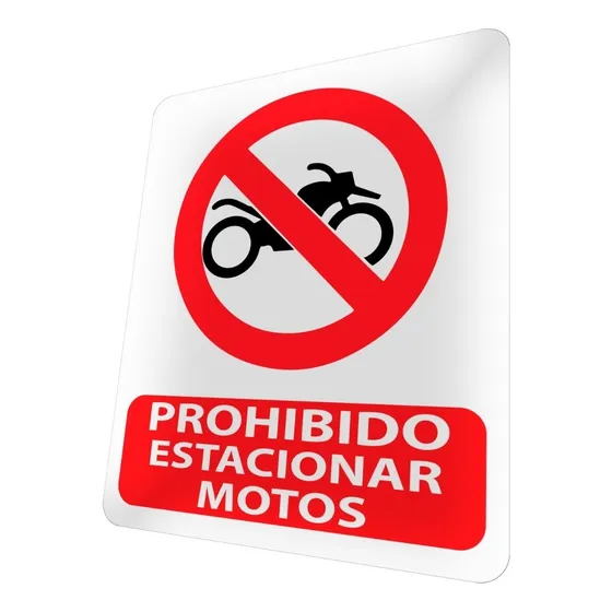 Letrero Prohibido Estacionar Motos Señalética Cartel