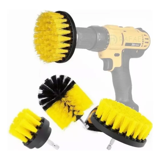 Kit De 3 Cepillos Taladro Lava Tapiz Baños Cocina