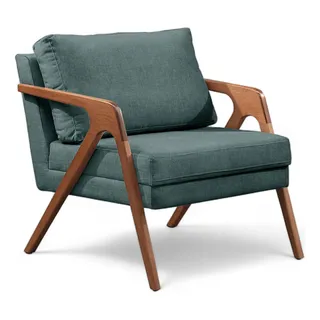 Poltrona Corino Decorativa Cadeira Moderna Madeira Sala Cor Azul-petrĂłleo Linho Desenho Do Tecido Liso Poltrona Corino Decorativa Cadeira Moderna Madeira Sala Cor Azul-petrĂłleo Linho Desenho Do Tecido Liso