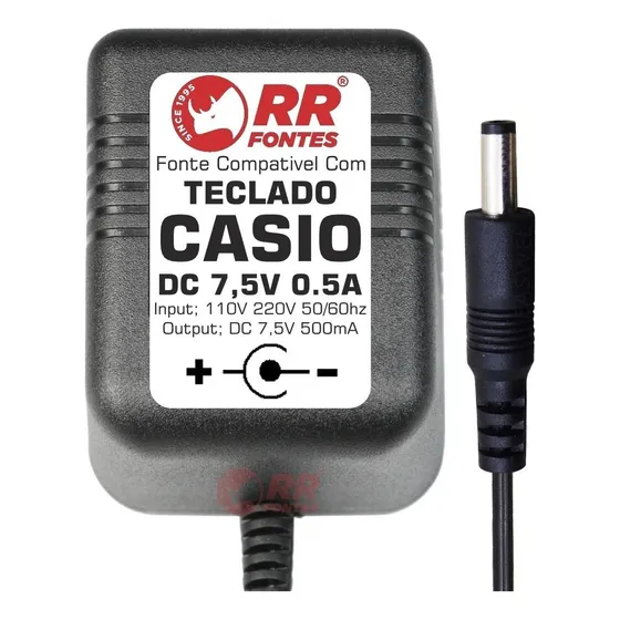Fonte Dc 7,5v Para Teclado Casio Casiotone Mt-45 Mt-65 Mt-68