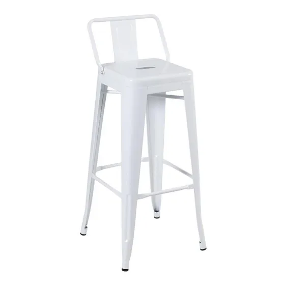 Banqueta Alta Iron Tolix Com Encosto Cozinha 76 Aço Branco