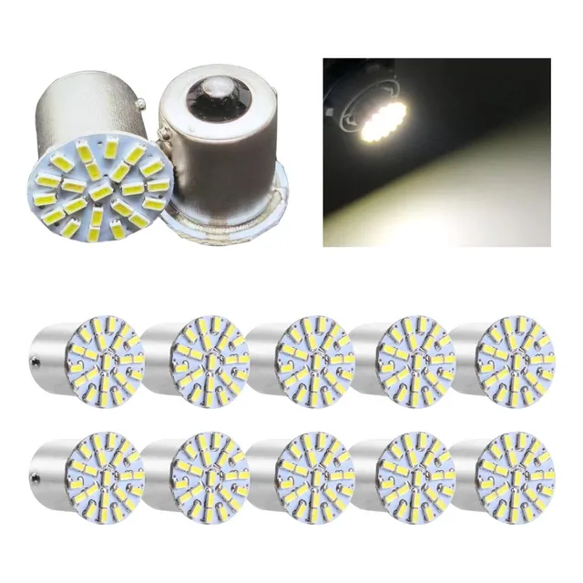 Kit 10 Lampada 22 Led Ba15s 1 Polo Branca 3014 Atacado