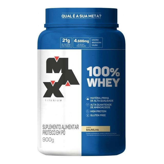 100% Whey - Max Titanium Proteínas Proteínas Sabor Baunilha X 900g - Pote 100% Whey - Max Titanium Proteínas Proteínas Sabor Baunilha X 900g - Pote