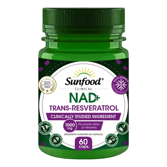 Nad+ Com Trans Resveratrol 1000mg 60caps Sunfood Clinical