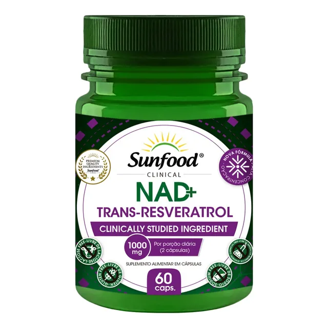 Nad+ Com Trans Resveratrol 1000mg 60caps Sunfood Clinical