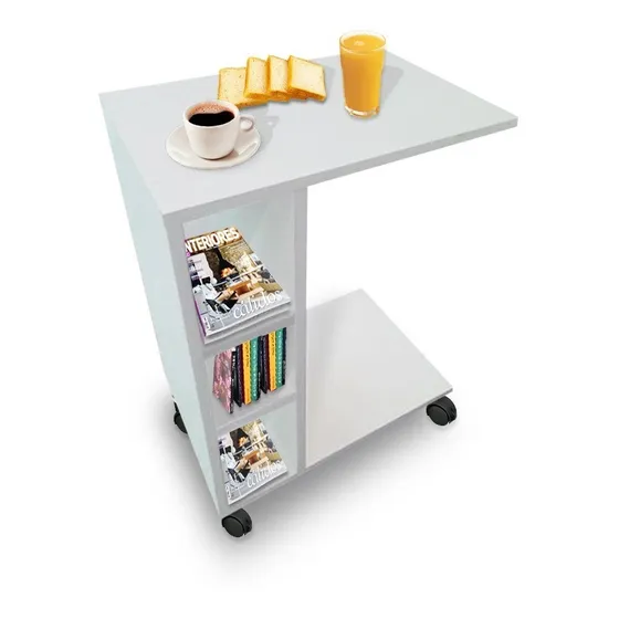 Mesita De Arrime Auxiliar Sofá Cama Desayuno Color Blanco