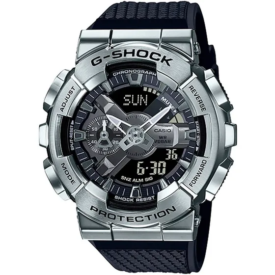 Relógio Casio G-shock Masculino Skeleton Gm-110-1adr Cor da correia Preto Cor do bisel Prateado Cor do fundo Preto