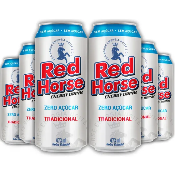 Energético Red Horse Tradicional Zero 473ml Pack Com 6 Latas