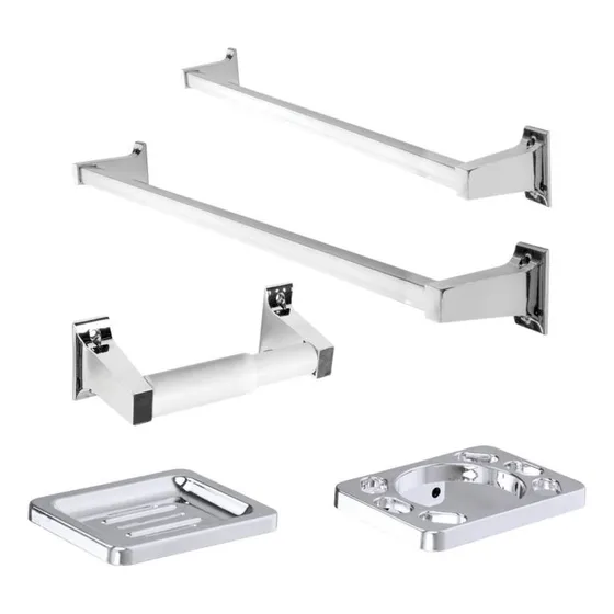 Set Accesorios De Baño Plastico Cromado Aquaplus