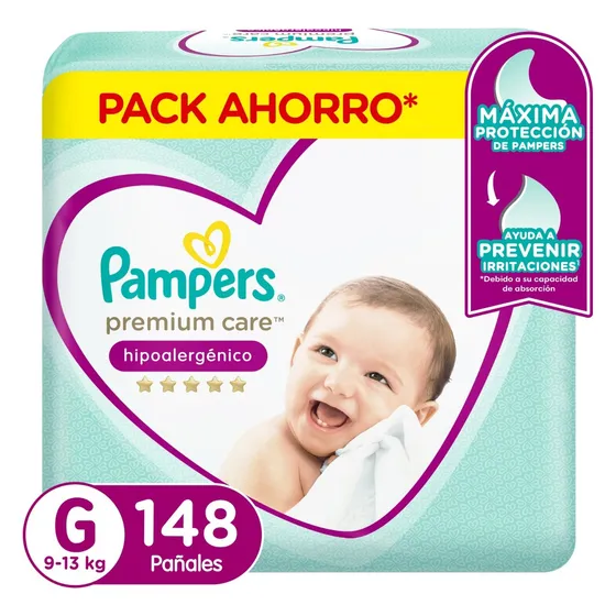 Pañales Pampers Premium Care Talla G 148 Un