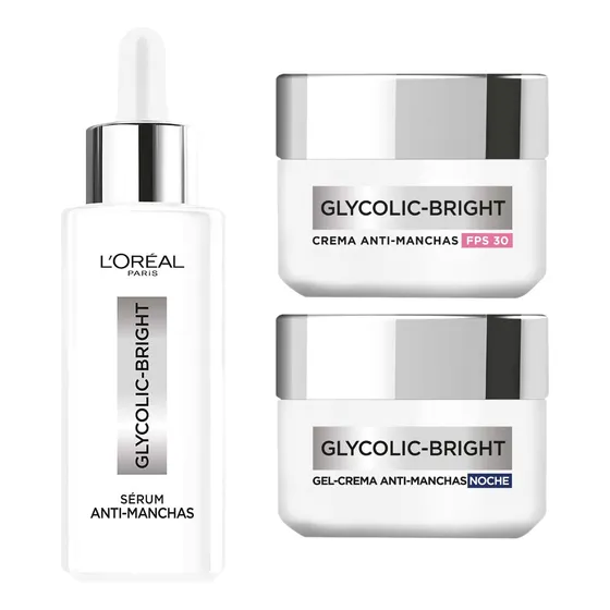 Pack L'oréal Paris Glycolic Cremas Día Y Noche + Serum Todo Tipo De Piel Noche
