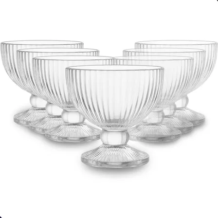 Jogo De Sobremesa Tigela Bowl 12 Em Vidro Desenhado