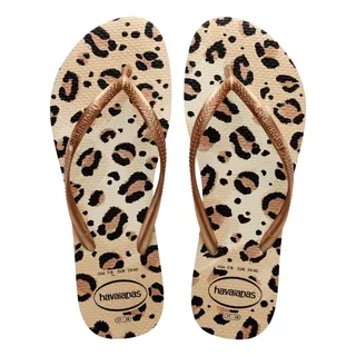 Chinelo Havaianas Animals Onça Print Slim Feminino Original Chinelo Havaianas Animals Onça Print Slim Feminino Original