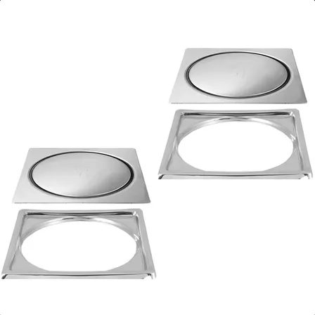 Kit 2 Ralo Click 10x10 Inteligente Cromado E Grelha Aço Inox