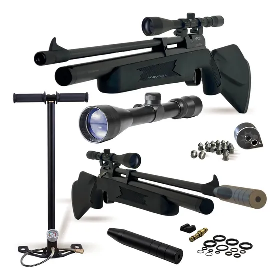 Rifle Aire Comprimido Fox Pcp Pr Polímero+ Mira+inflador.