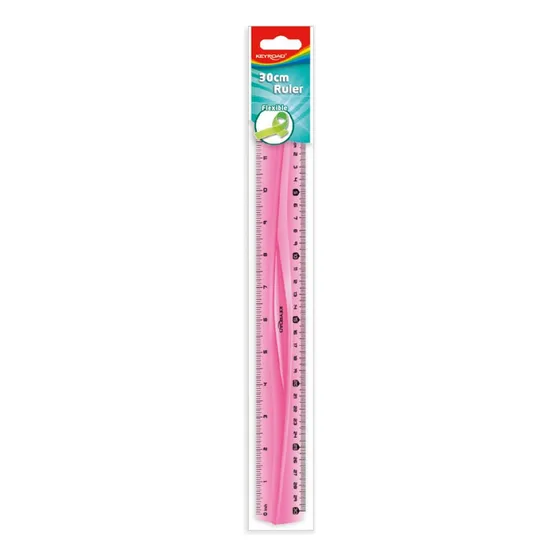 Regla Plástica 30cm Flexible Rosado