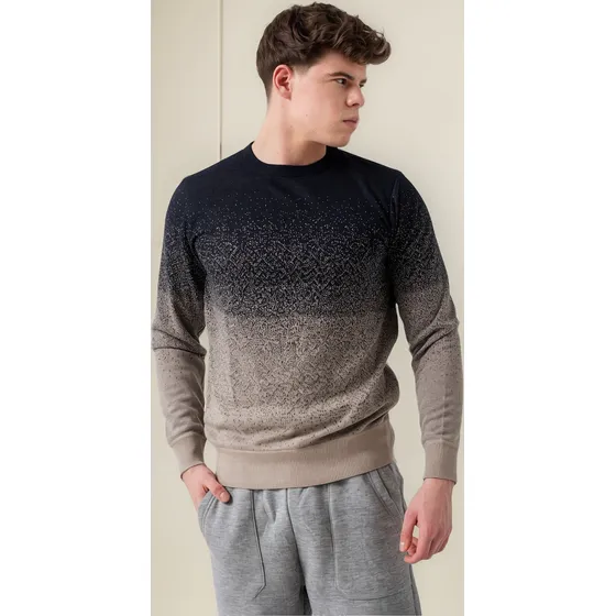 Sweater De Hombre Liso En Degradé Buzo Cuello Redondo Strech