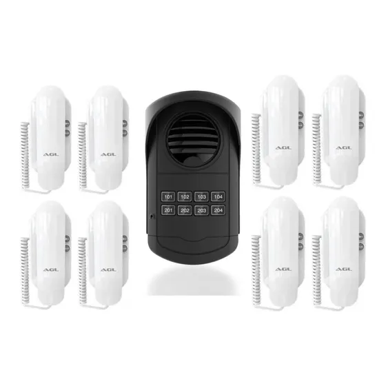 Kit Interfone Porteiro Coletivo Predial 8 Pontos Agl