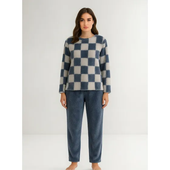 Pijama De Mujer Polar Peluche Tramado Calentito Bianca 6203