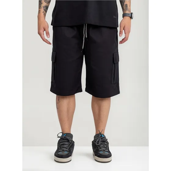 Bermuda Cargo Masculina Sarja Jeans Larga Com Elástico Sk8