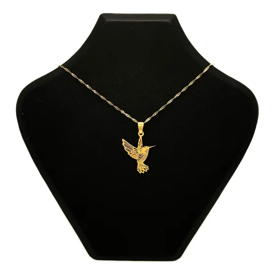 Cadena Y Dije Colibrí Picaflor Oro 18k Oro 18k 45 Cm