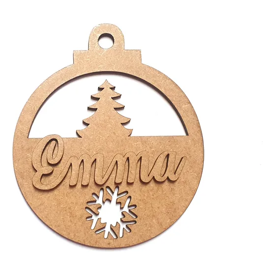 Bambalina Navideña Personalizada 10 Cm Madera Mdf De 3mm