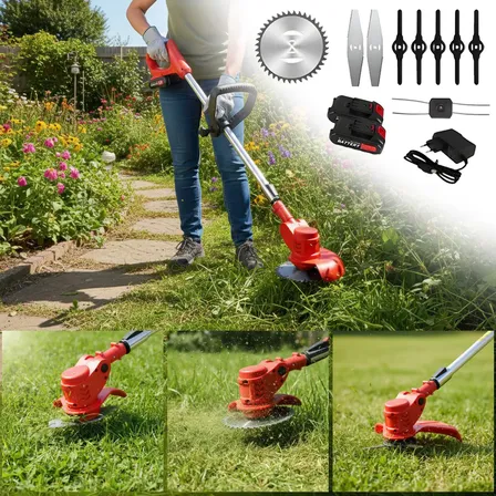 Cortador De Grama Elétrico 1580w Roçadeira A Bateria Jardim 127/220v Vermelho