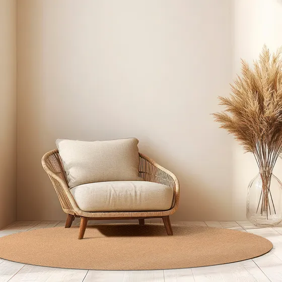 Tapete Sisal Natural Basic Plus Bege Redondo Casa 1,50x1,50