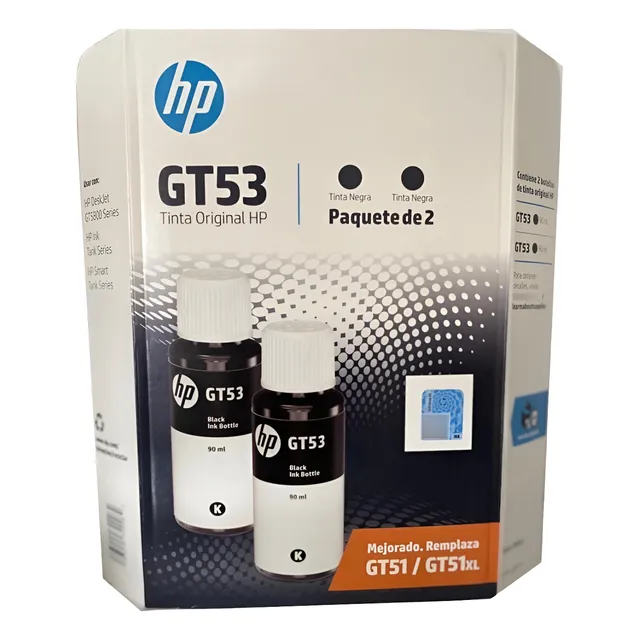 Pack 2 Botellas Tinta Negra Hp Original Gt53 Gt51 Gt51xl 