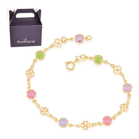 Pulseira Rommanel Flores E Trevos Vazados Banhado 550676 Pulseira Rommanel Flores E Trevos Vazados Banhado 550676