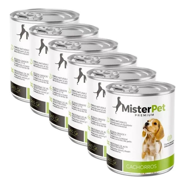 Alimento Humedo Perros Cachorros Mister Pet 340gr Kit - 6u