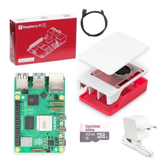 Kit Raspberry Pi 5 Pi5 B 8gb Fonte Case Sd32gb + Nota Fiscal